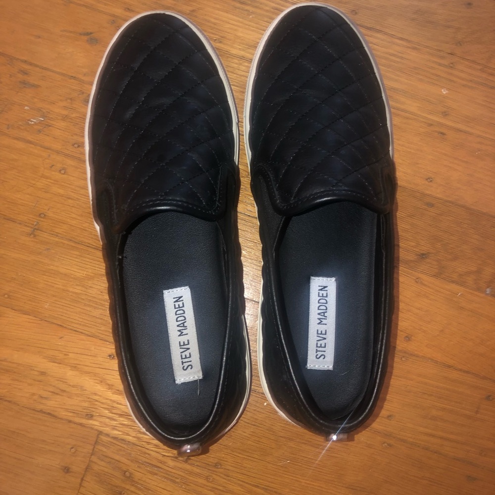 Steve Madden Faux Leather Slip On Sneakers